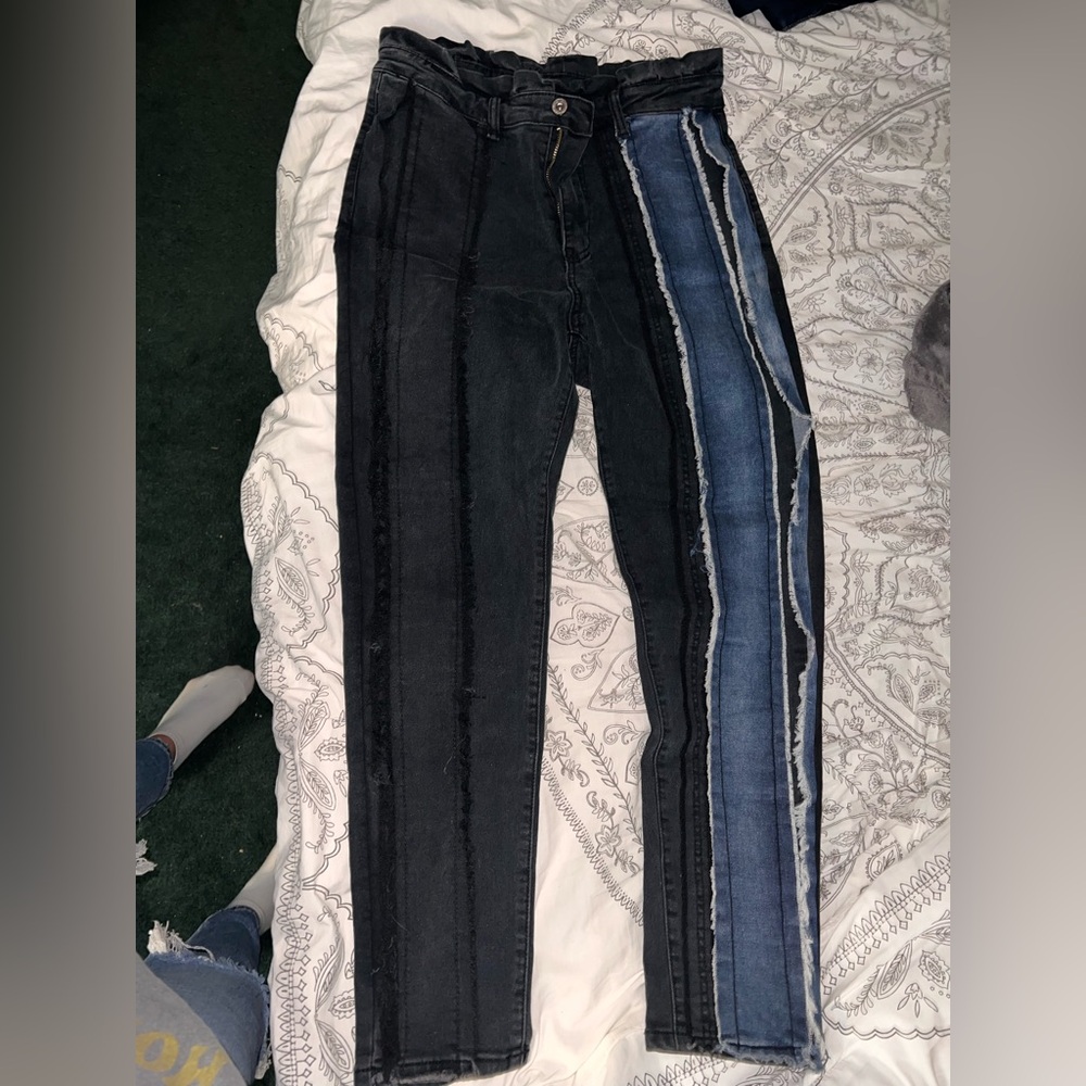 Black and Blue Two-Tone Jeans